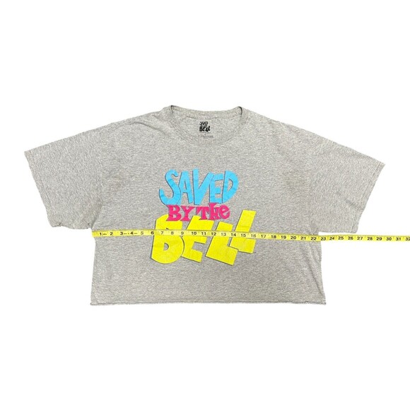 90s/Y2K/VTG Stye Saved By The Bell Crop-Top Shirt Women 1XL 22x19 Gray Cutoff - Picture 6 of 7